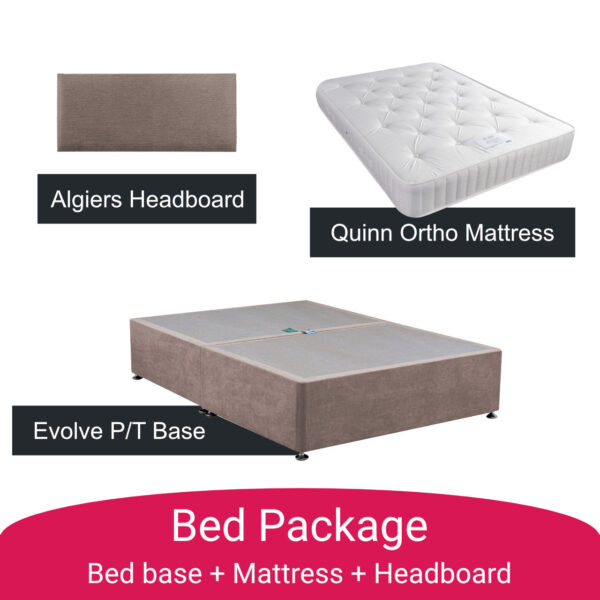 Double Bed – Evolve P/T Base – Quinn Ortho Mattress – Algiers Headboard