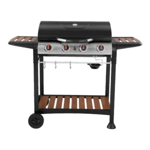 George Foreman Gas Bbq 4 Burner Black And Wood Featured